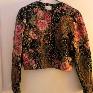 Quilted floral cropped jacket